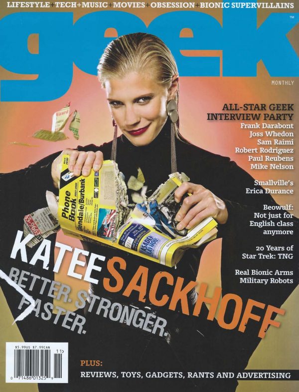 Sam Russell Portfolio - Katee Sackhoff wearing Norma Kamali for Geek Monthly